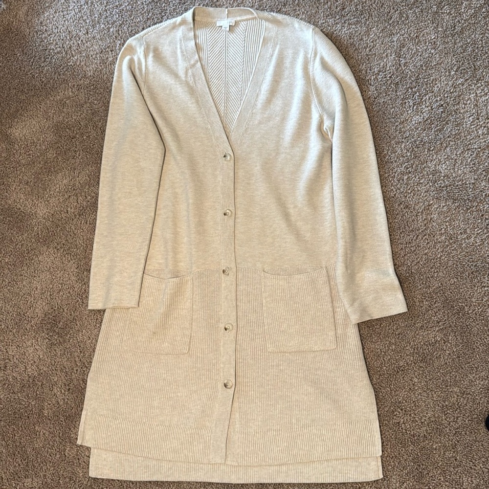 Classic Cream Longline Button Cardigan Sweater